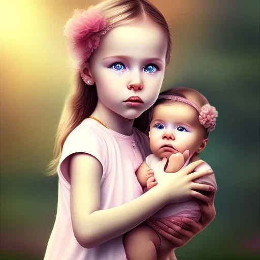 girl holding a baby girl