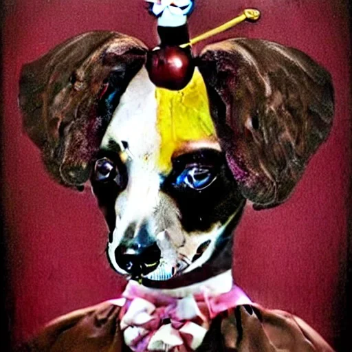 black and brown dachshund with clown makeup detailed CATRIN WELZ-STEIN