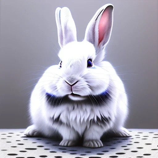 white platinum rabbit with blue third aye, aboriginal, dot painting, indiginous, dot, mud, dream-time, abstract, dots, natural pigment, extremely sharp detail, finely tuned detail, ultra high definition, 8 k, unreal engine 5, ultra sharp focus, art germ and Paul Lewin and Kehinde Wiley