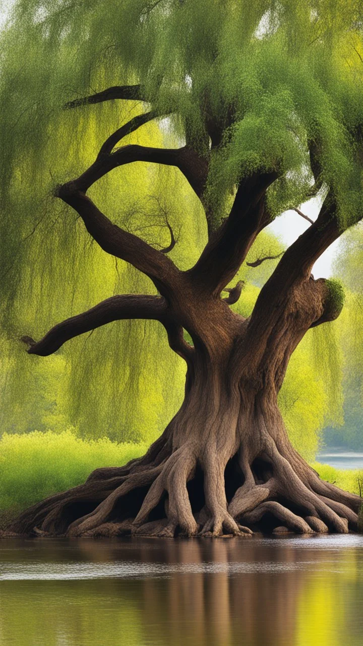 old willow tree by the river
