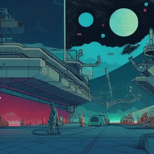 cosmic port, concept art, asaf hanuka, dan mumford, post-apocalypti