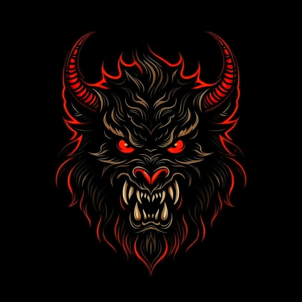 Logo of a demon called FurFur with a black background