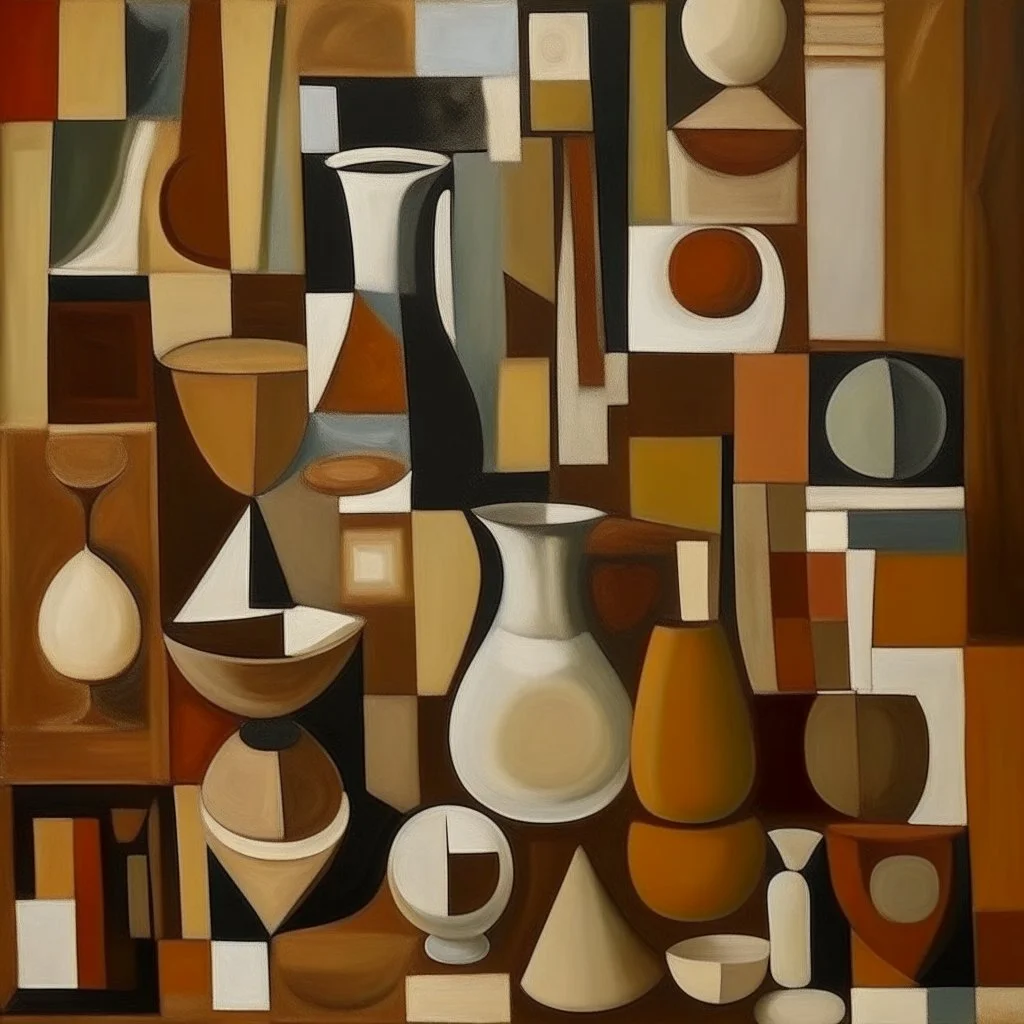 picasso cubism still life blocks browns