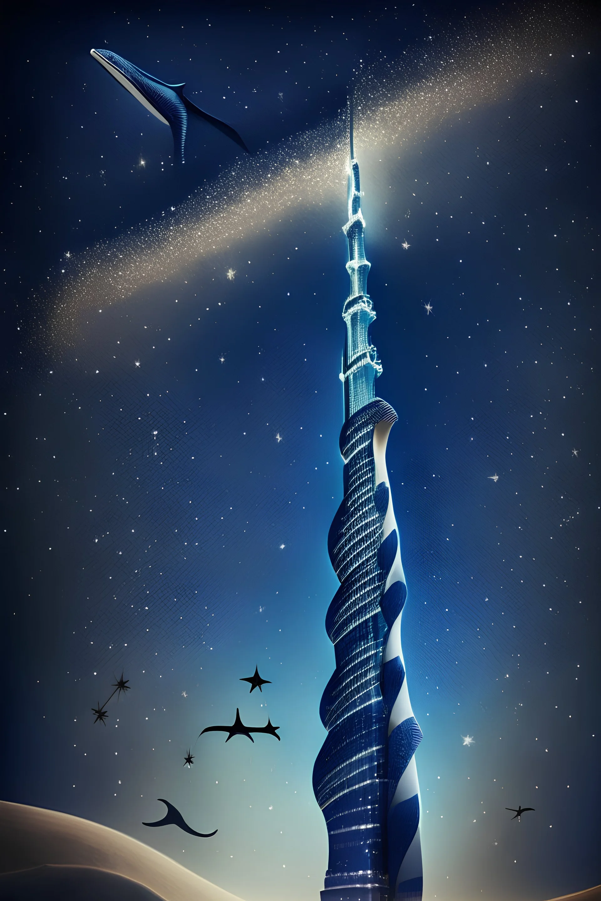 Burj Khalifa/whale/stars