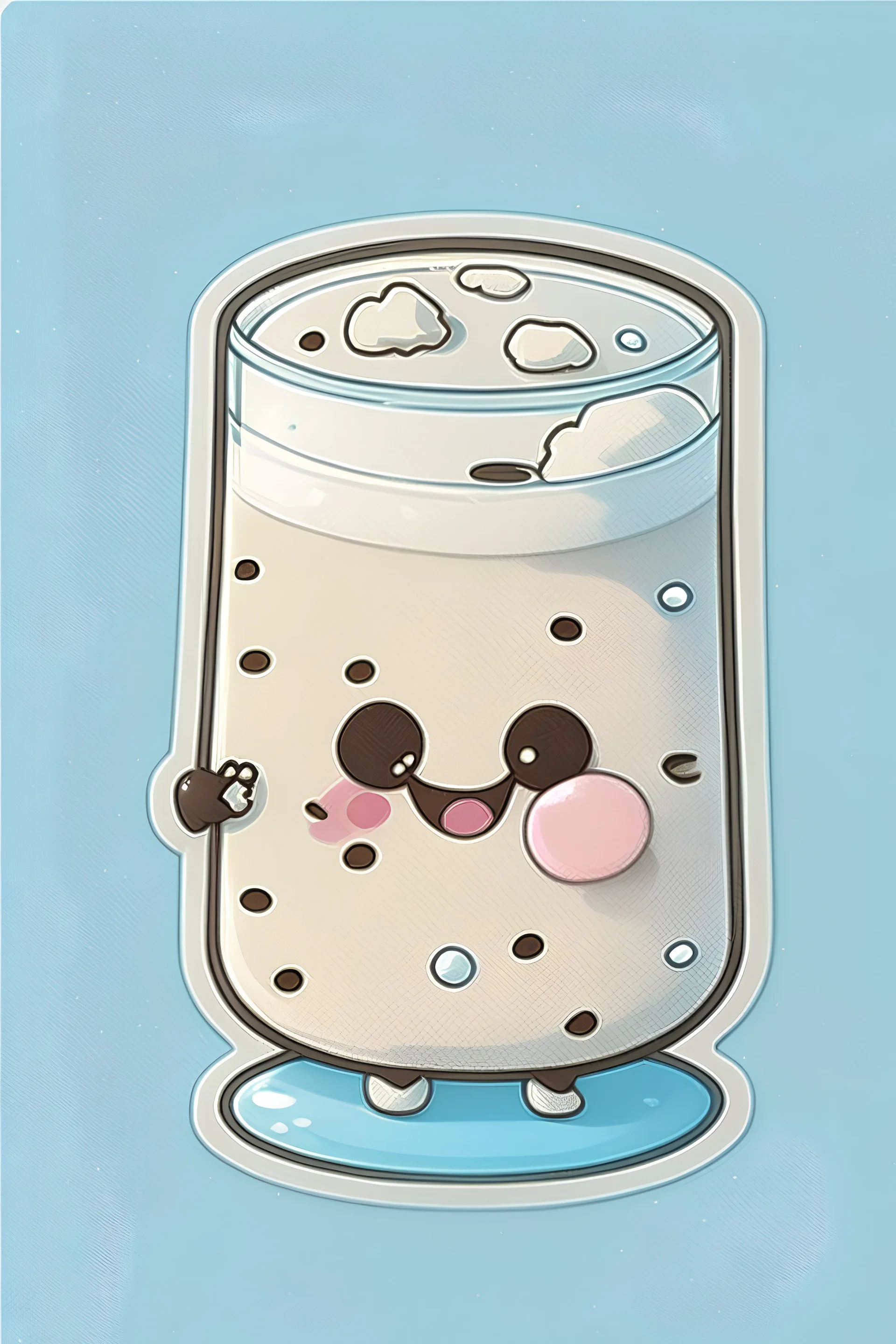 Cartoon white glass of milk. Next to cute cookie. Make it a sticker.