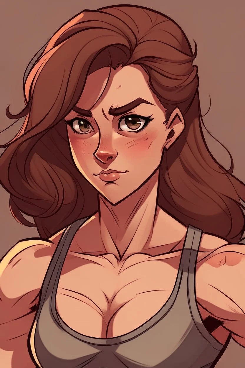 brown haired buff girl syled