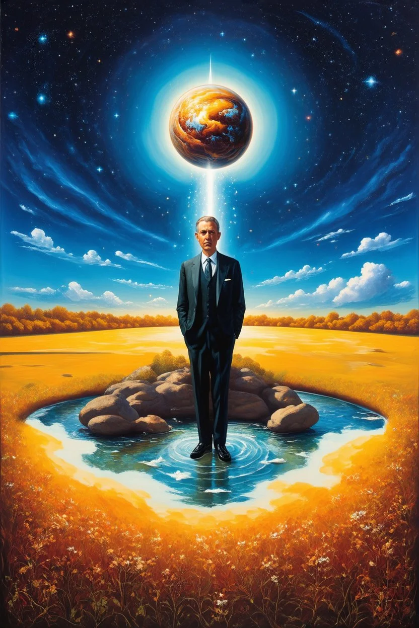 cosmic consciousness: a surreal mashup inspired by Magritte and Ernst