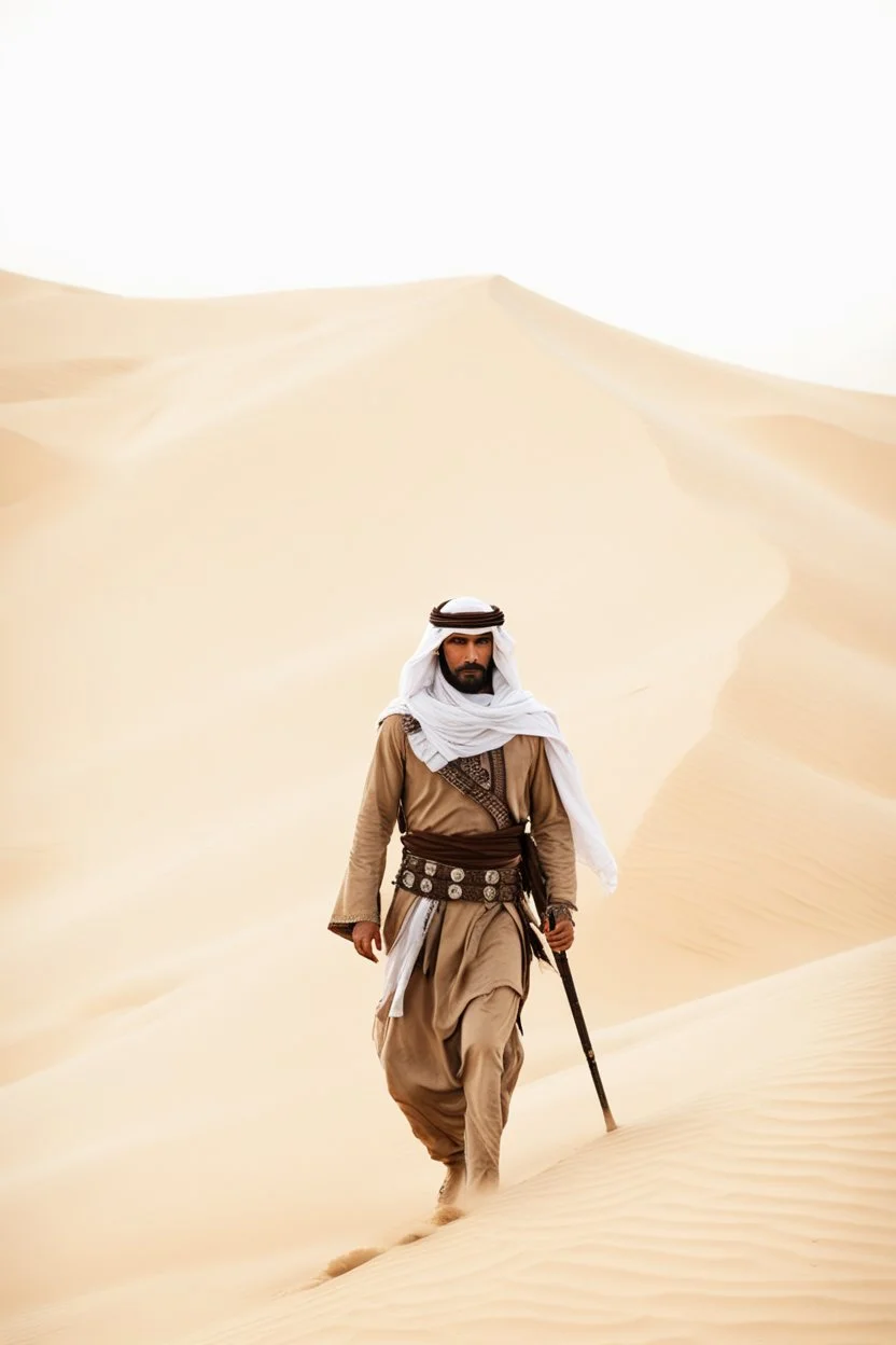 Photography Misterius Arabian Warrior Man Walking alonely on desert