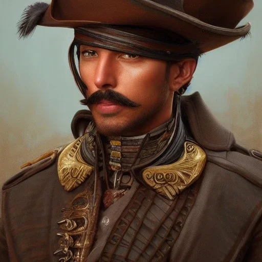 portrait,"Insanely detailed photograph of a eye patch male western mustachioed crossbowman", detailed charro and Sombrero, digital painting, cigar, artstation, concept art, sharp focus, illustration, art by artgerm and greg rutkowski and alphonse mucha, 8 k,fantasy, unreal engine