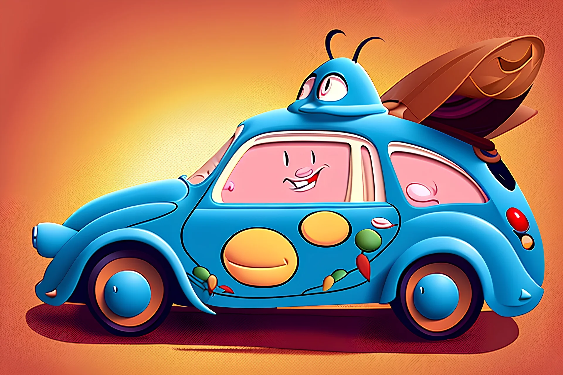 whimsical cartoon car