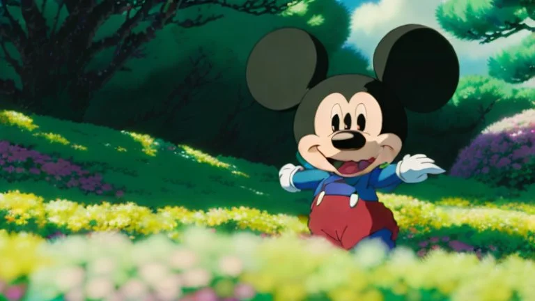 zombie mickey mouse hybrid, photorealism, movie screen capture, horror, sci-fi, retrofuturism,