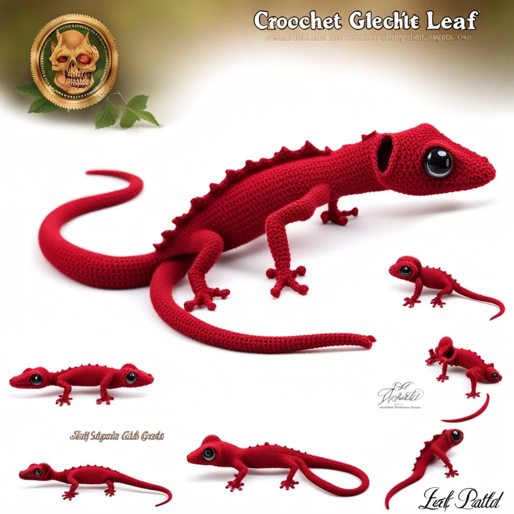 Crochet Satanic_Leaf_Tailed_Gecko, photorealistic