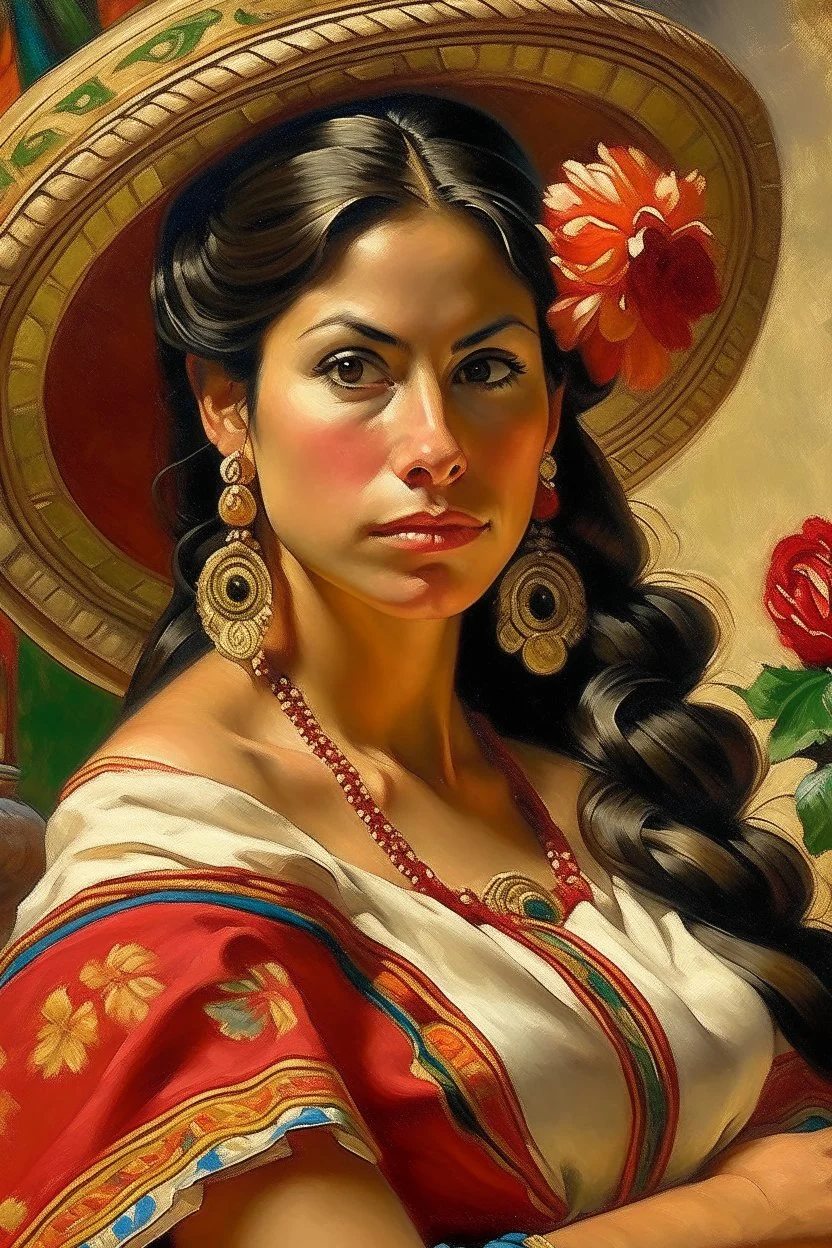 mexican woman painting neoclassism traditional