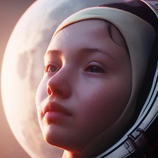 A girl with a dream of going to space one day and a bright future at head of her, sci-fi, octane render, unreal engine 5, 8k resulation