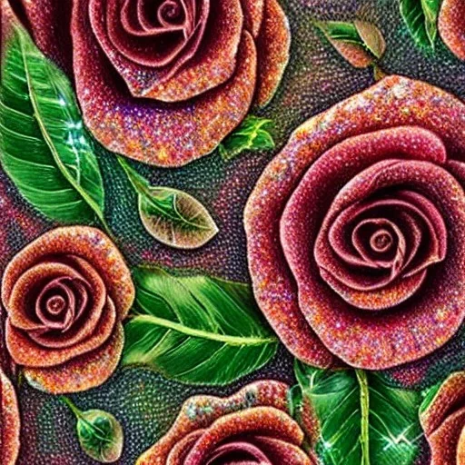 the most stunning, iridescent, holographic roses, leaves, cobblestone path, vibrant, closeup, intricate, ultra-fine detail, 8k, sharp, crisp, high-quality, 3d, realistic, digital art, George Grie, Anne Dittman, Anne Stokes, Lisa Parker, Selina French, Greg Rutowski