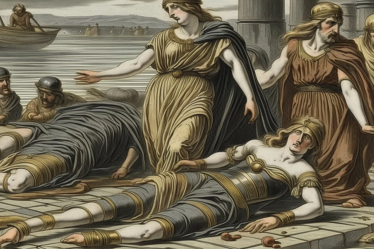 Agrippina reached the shore, Nero's men awaited her, and they mercilessly stabbed her to death stab her in the stomach