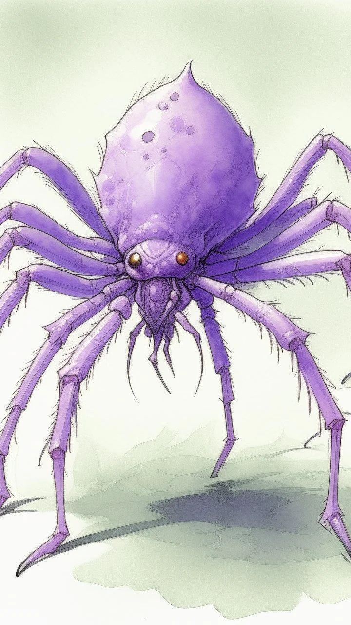 A light purple poison elemental spider painted by Lyonel Charles Feininger