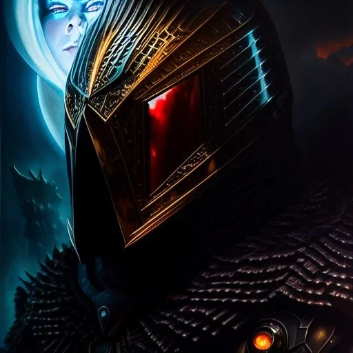 Ultra detailed fullbody Portrait in oil on canvas of Dweller-in-Darkness Villain with Armor,intense stare,extremely detailed digital painting, extremely detailed face,crystal clear Big eyes, mystical colors ,perfectly centered image, perfect composition, rim light, beautiful lighting,masterpiece,8k, stunning scene, raytracing, anatomically correct, in the style of robert e howard and Ken Kelley and Ohrai Noriyoshi and Simon Bisley and tomzj1