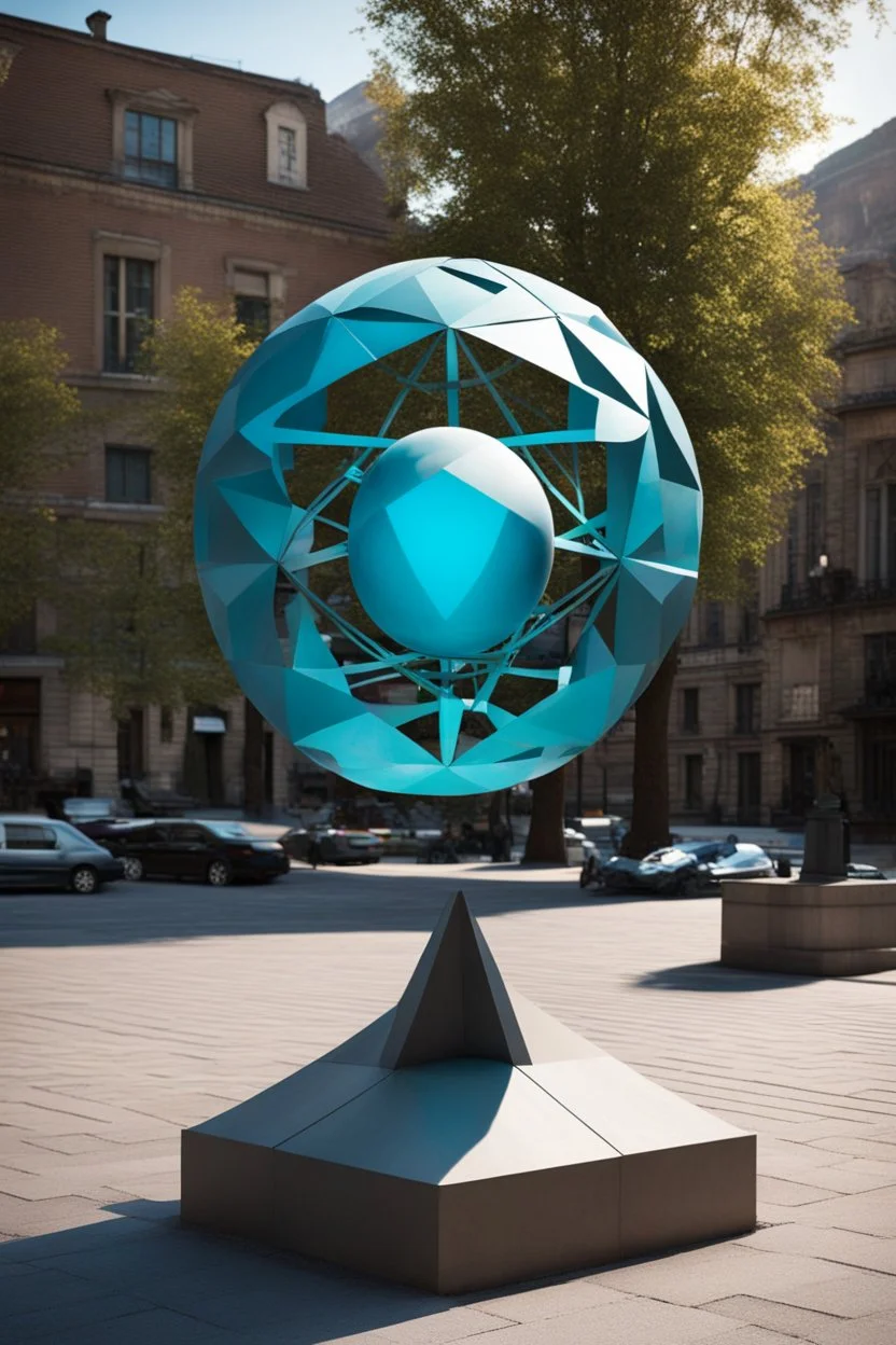 статуя на улице, Шар как атом/молекула: Сделать поверхность шара похожей на модель атома или молекулы, используя геометрические формы, светящиеся элементы или проекцию. . Для этого можно использовать различные геометрические формы, такие как круги, треугольники, шестиугольники и т. д., чтобы создать абстрактное изображение структуры атома или молекулы. Кроме того, возможно использование светящихся элементов, чтобы придать статуе особую магическую атмосферу и привлечь внимание прохожих ночью.