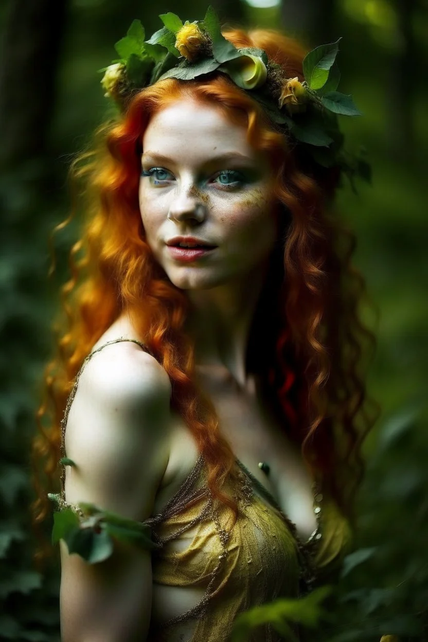 pretty girl, aged 19, ginger, satyr, fantasy, full length