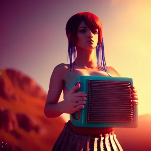 washboardpunk girl, landscape, hyper detailed octane render, 8k, anime style