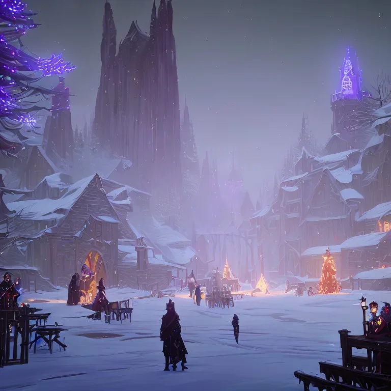 A warlock Christmas festivities in river canal town