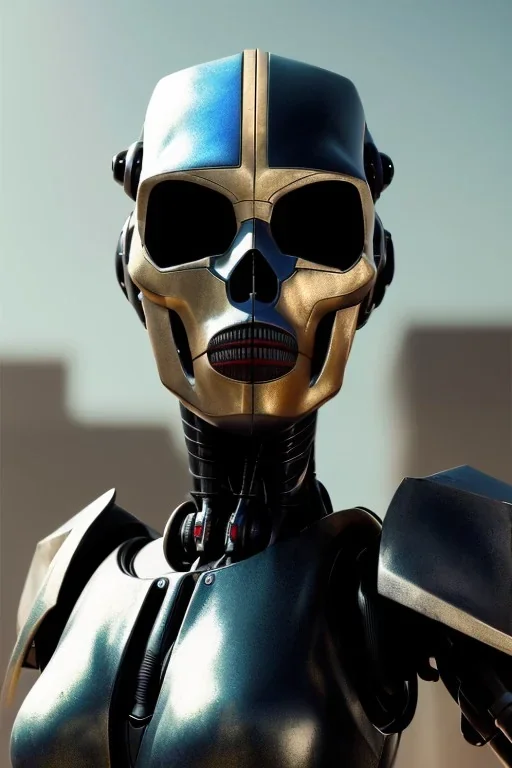 Beautiful portrait of african robot, post-apocalypse skull in a cyberpunk city, sci-fi fantasy style, 8k,dark