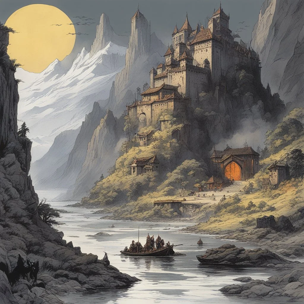 [art by Fritz Leiber] This multi-faceted art project, inspired by the Two Sought Adventure series, showcases a variety of artistic expressions. It includes detailed environment scenes of iconic locations like Lankhmar, epic boss battle illustrations featuring Fafhrd and the Gray Mouser, and humorous fan comics with untold stories. The project also features concept art of original characters, weapons, and locations, combining traditional and digital techniques in mixed media.