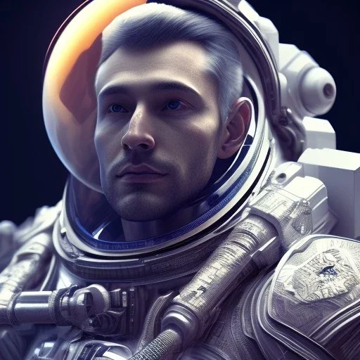 A portrait of a crystalised king, space suit, atmospheric, realistic, cinematic lighting, lights, unreal engine 5