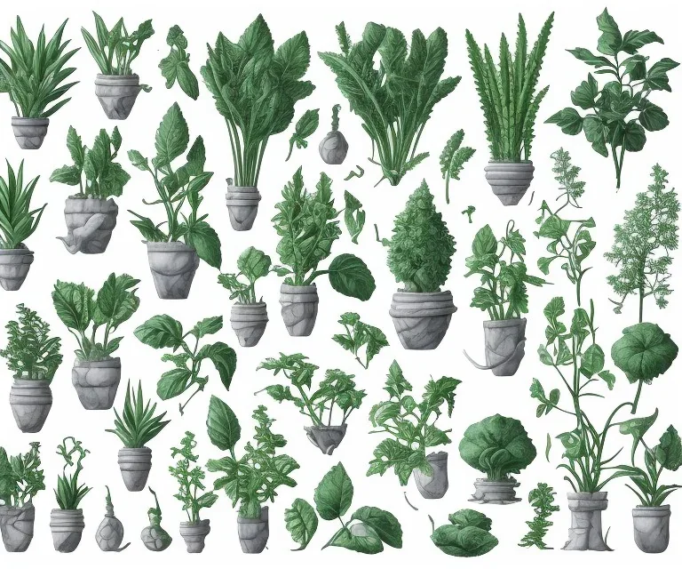 Vector plants and herb set illustration. Watercolor white backdrop