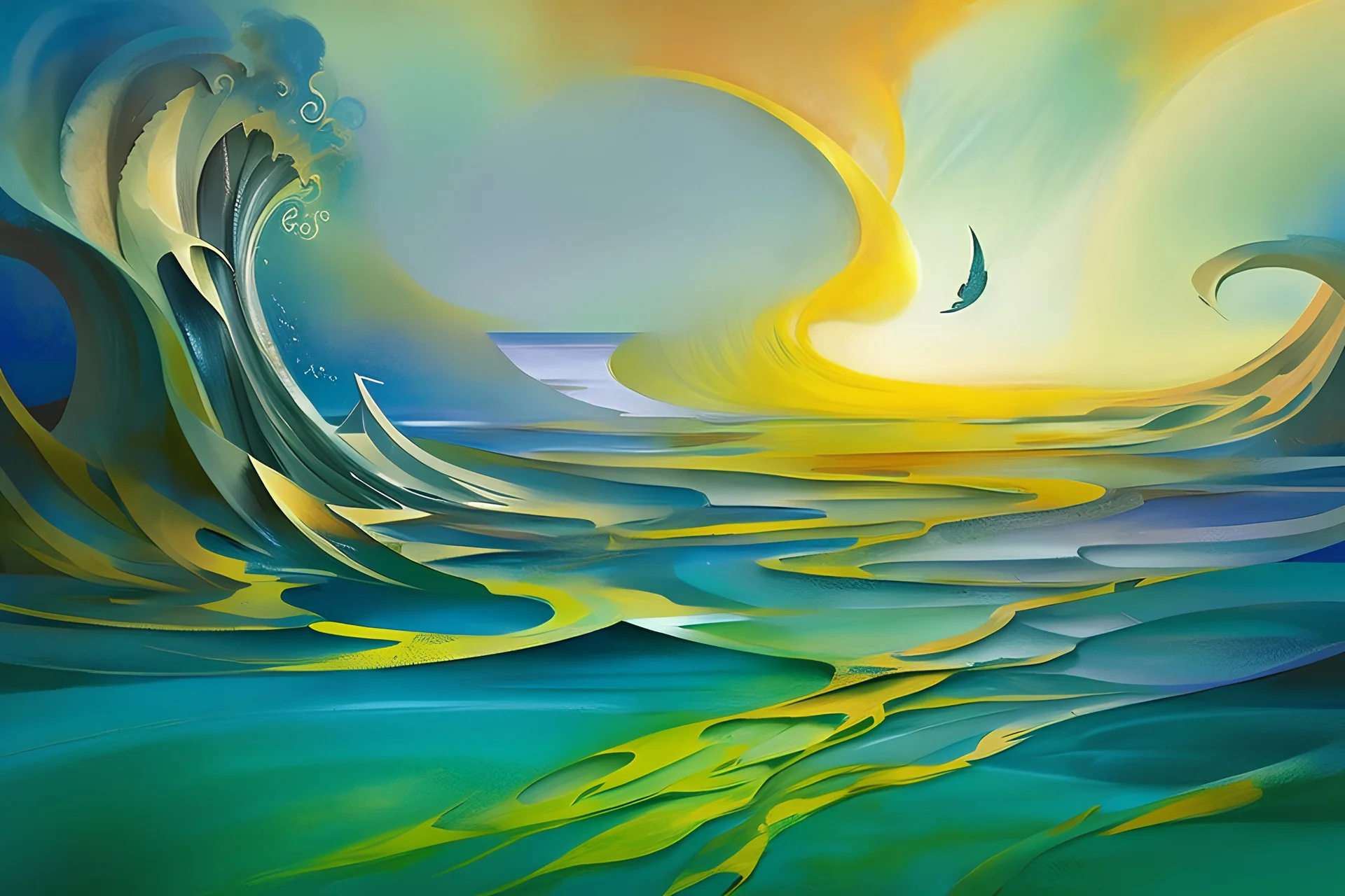 Oceanscape art style inspired by Dave McKean, abstract drawing