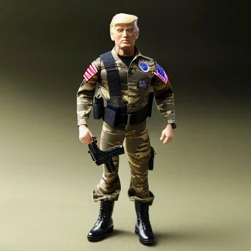 G.i. Joe toy camouflage doll Donald Trump face with boots full body in package high resolution 2019, in a box