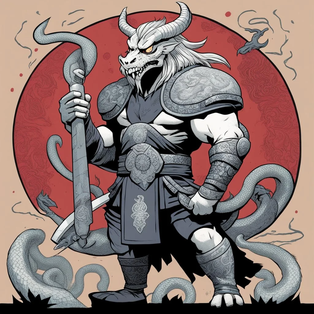 [comics Head Lopper style by Andrew MacLean] [mexican art by luchadora] the year of the snake is the year of the dragon