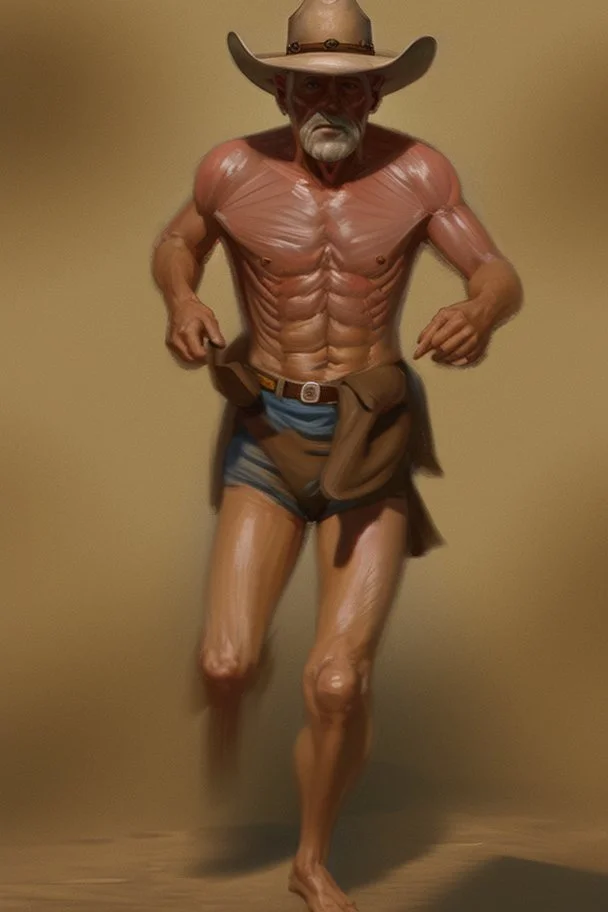 drunk runner without cloth old cowboy