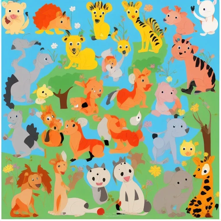 cartoon animal kindergarden