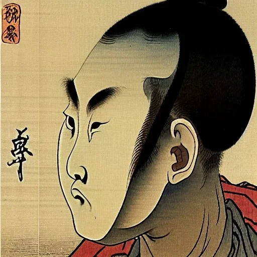 Portrait d'un jeune moine Shaolin, sombre, réaliste, très détaillé, par Hokusai.