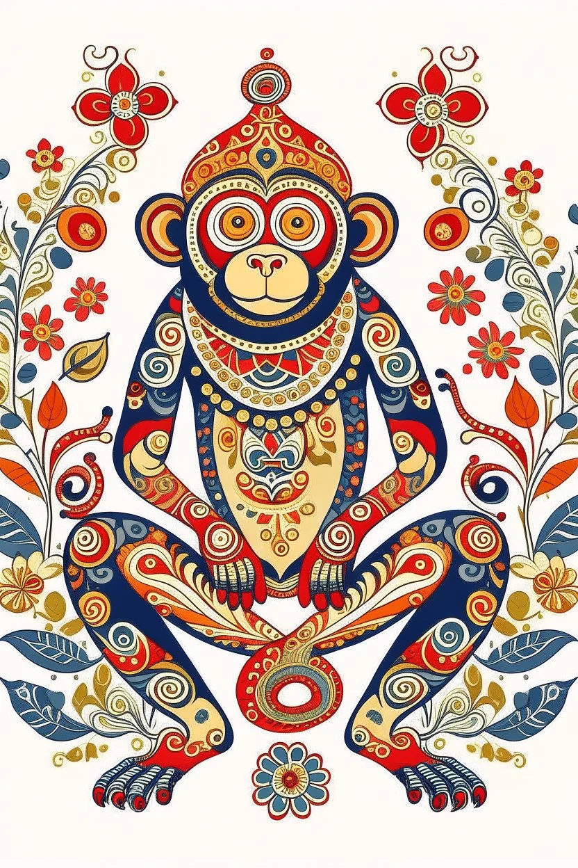 Hindi Folk Art Monkey illustration