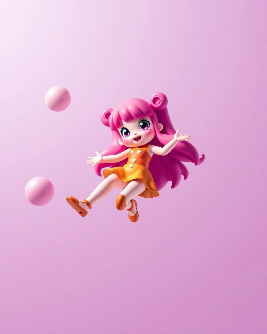 popmart's space molly, floating on solid background color