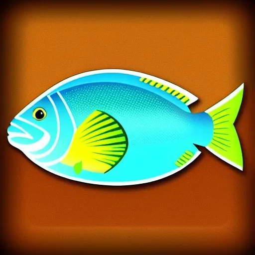 game icon, tilapia fish over cutting board, stylized