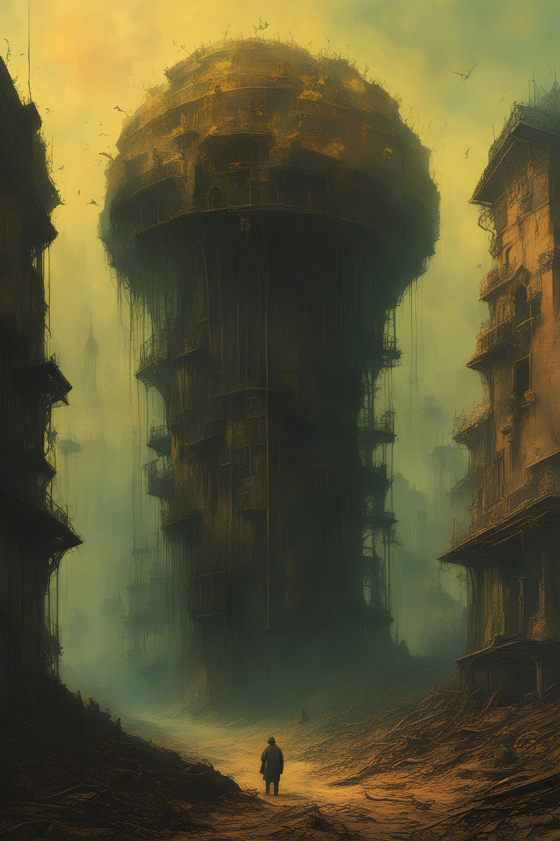 the catastrophic misfortune visited on the helpless and innocent by the machinations of rampant corporate puppets of greed in the style of Zdzislaw Beksinski, light luminous colors and otherworldly dystopian aesthetic of decay, highly detailed, 4k