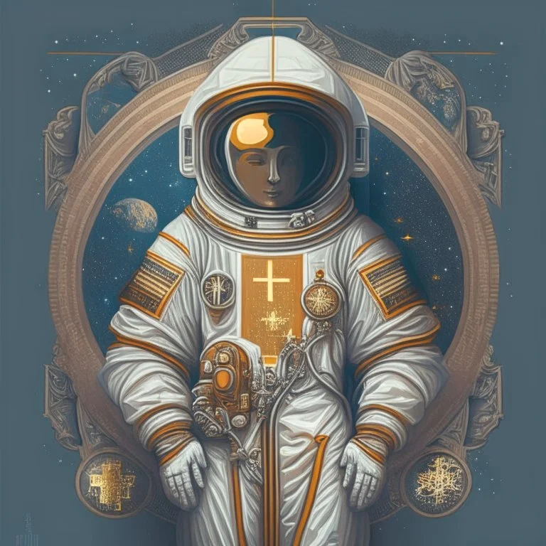 astronaut in the style of orthodox iconography