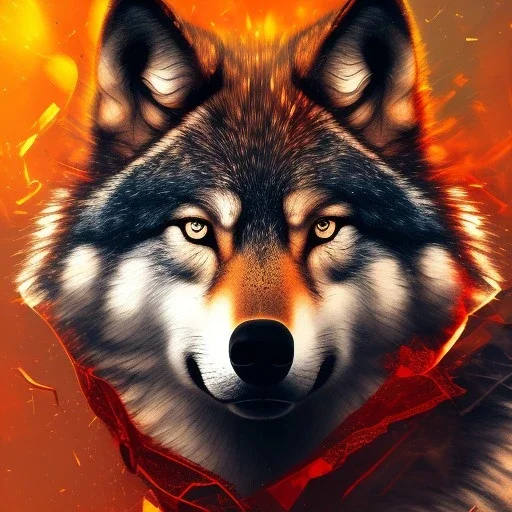 wolf, fire, forest, red, masterpiece, expert, 8K, hyperrealism, sharp focus, cinematic lighting, miles davis