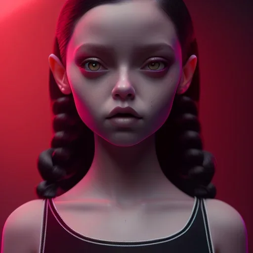 jenna ortega, wednesday addams hair style, wednesday make up, wednesday addams black dress, cinematic, addams family wednesday style, hyper detail, octane render, unreal engine 5, 8k resulation