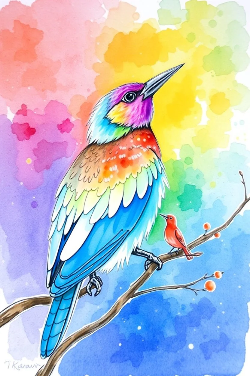 SKETCH WATERCOLOR PASTEL COLOURS - “The Rainbow Bird’s Journey”