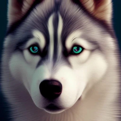 Husky, pink eyes, 8K, cinematic lighting, sharp focus, masterpiece, expert