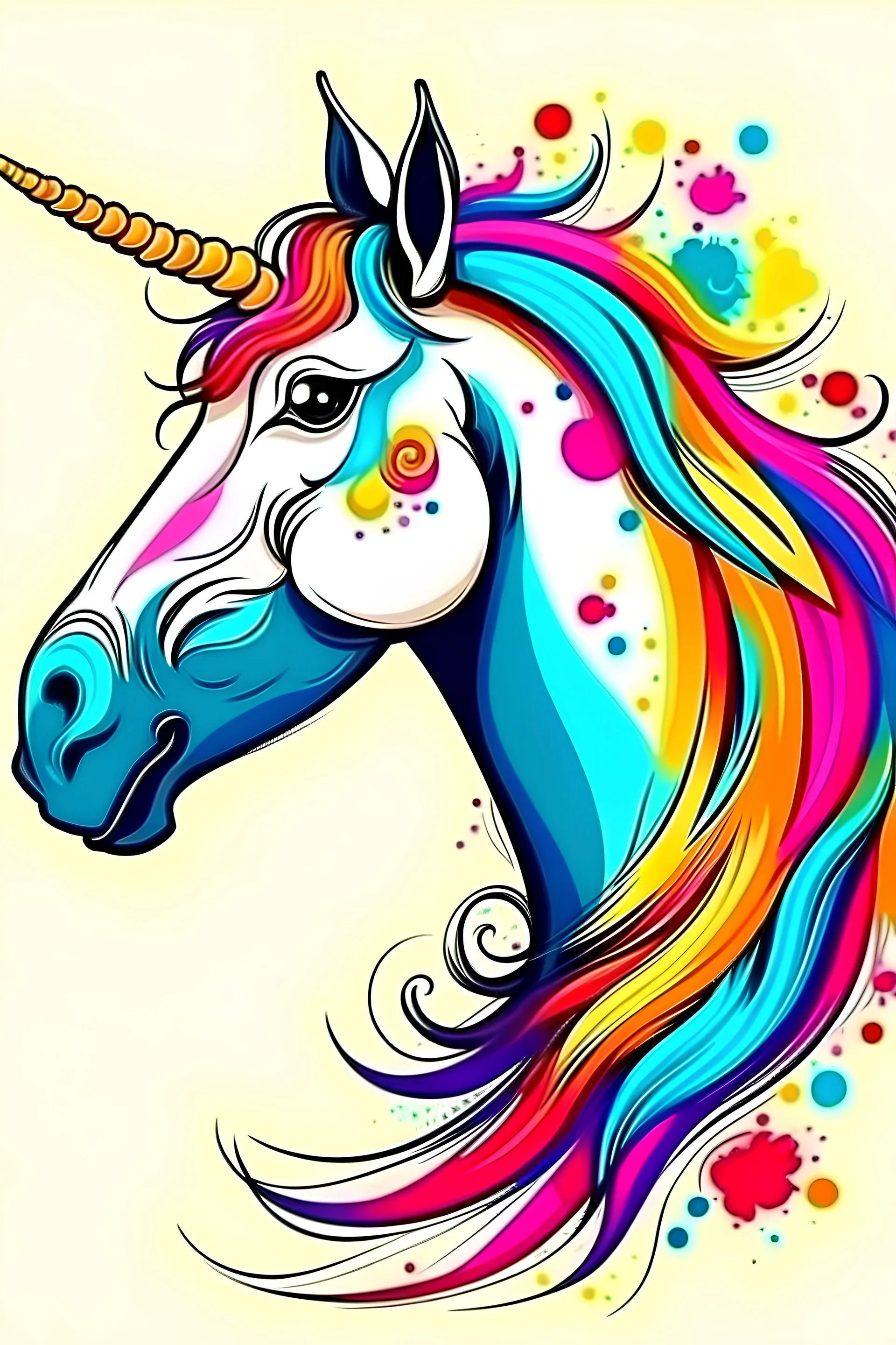 Art illustration deseny cartoon .2D colorful unicorn