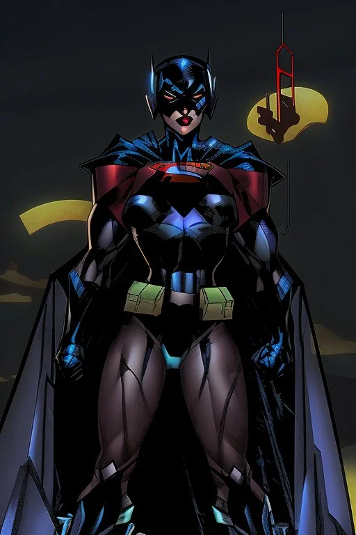 dark supergirl over a high building with a big machinegun light by the moonlight jim lee style