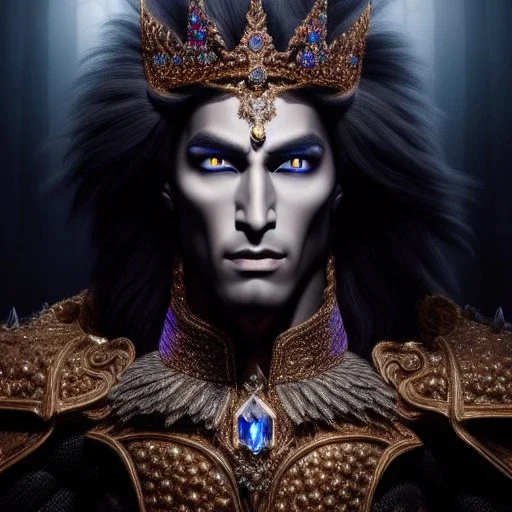 Ultra detailed fullbody Portrait in oil on canvas of The Dark Elf Prince,armor,extremely detailed digital painting, extremely detailed face, crystal clear eyes, mystical colors ,perfectly centered image, perfect composition, rim light, beautiful lighting,masterpiece ,16k, stunning scene, raytracing, anatomically correct, in the style of Seung Eun Kim and Steve Jung and Simon Bisley and uncannyknack.