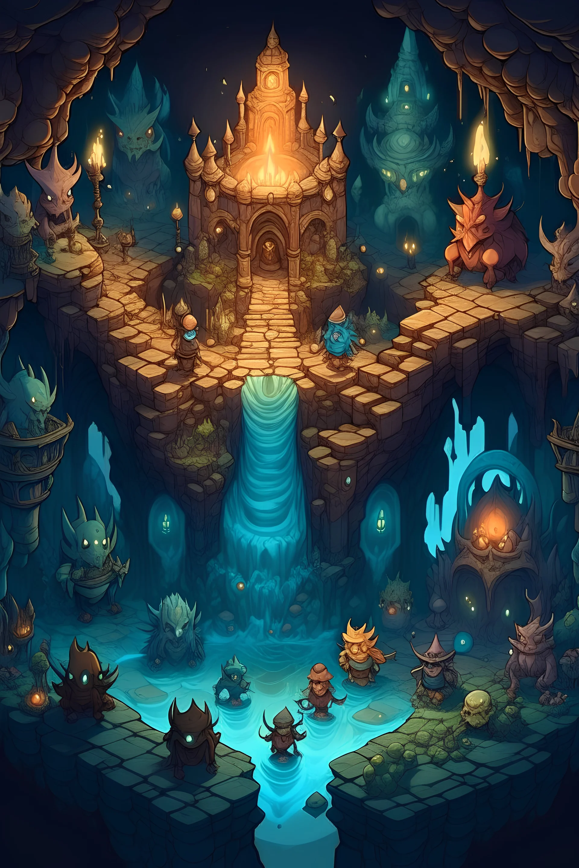 A magical dungeon in another world with many monsters