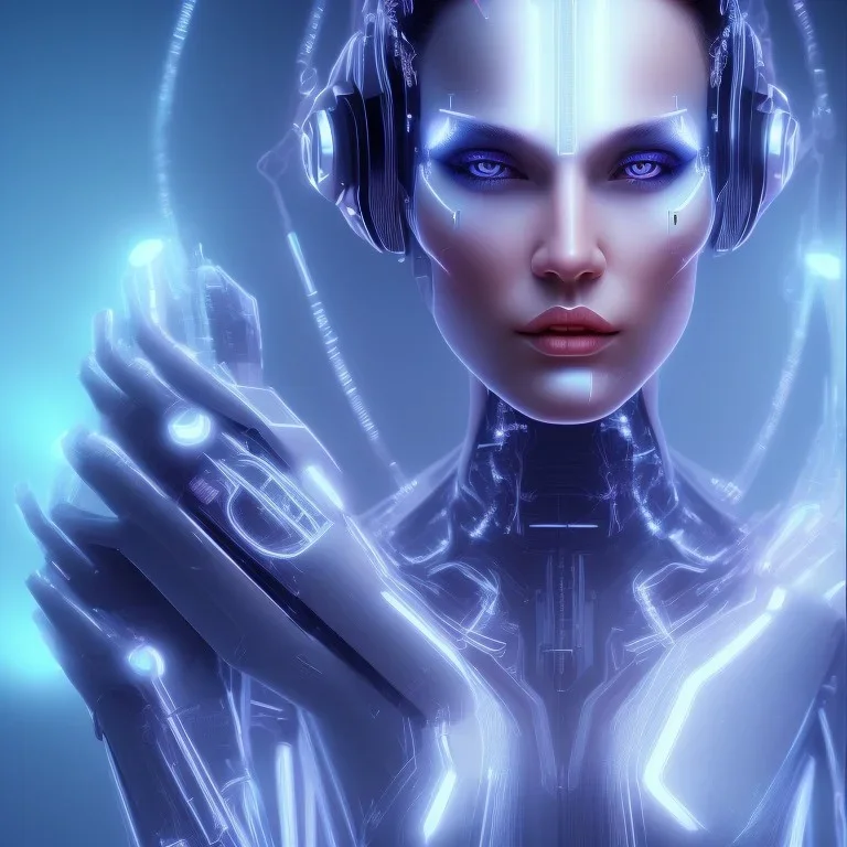 cyber, head, women, portrai, tron